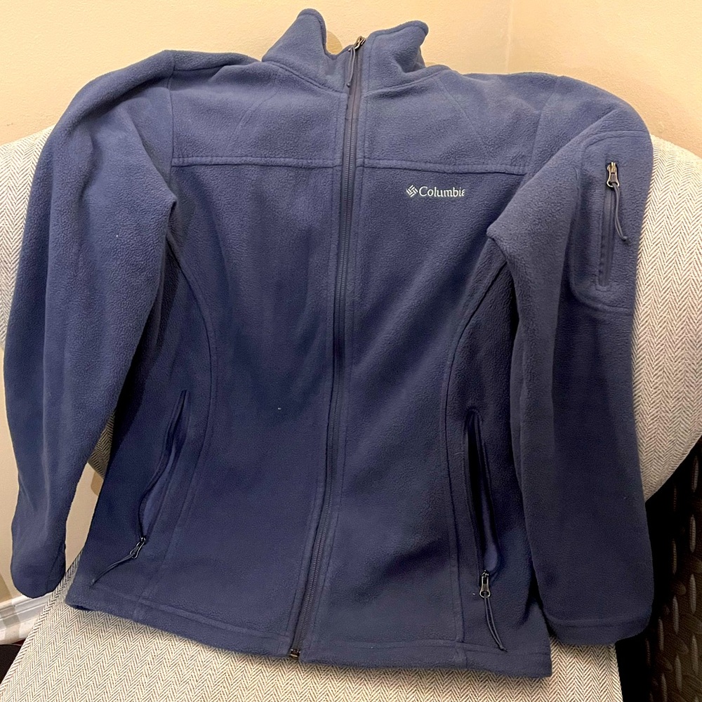 Columbia blue zip-up sweater